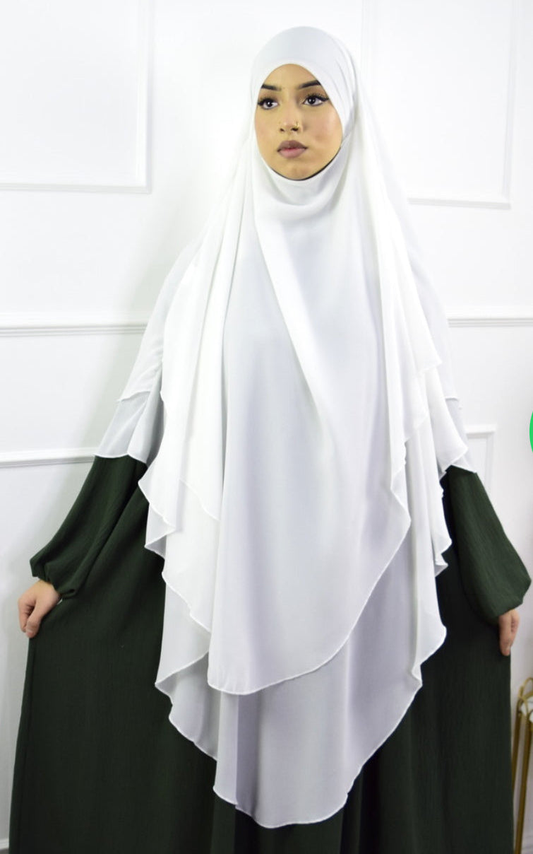 2 layer khimar -white