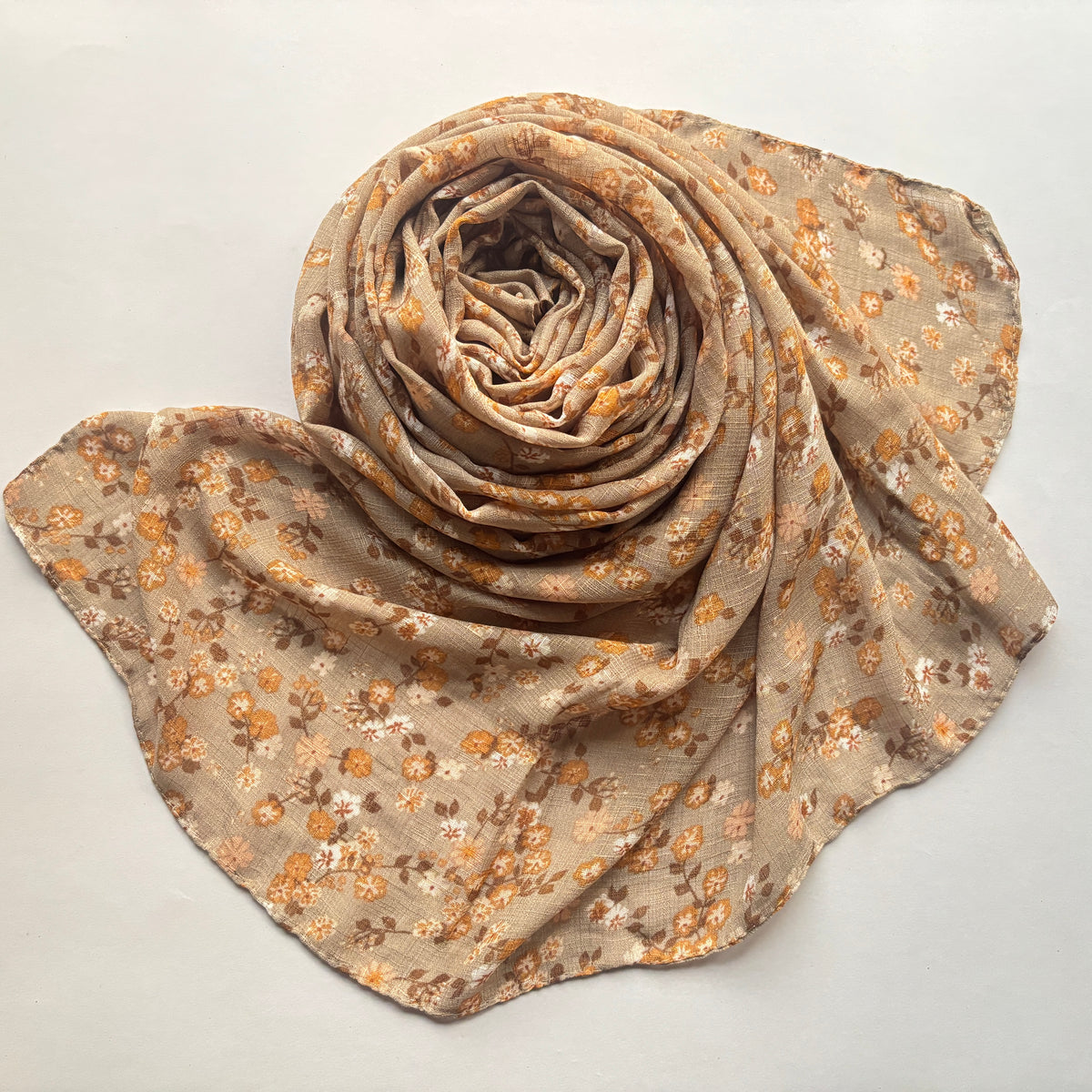 Printed Floral Cotton - Wheat