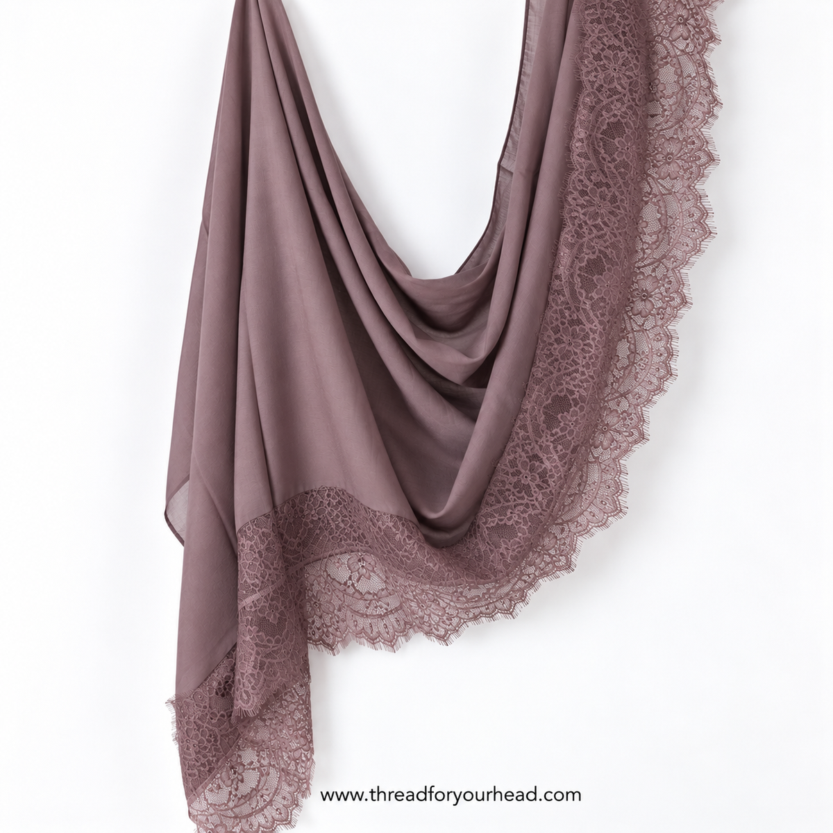 Lace Modal Hijab - Mauve