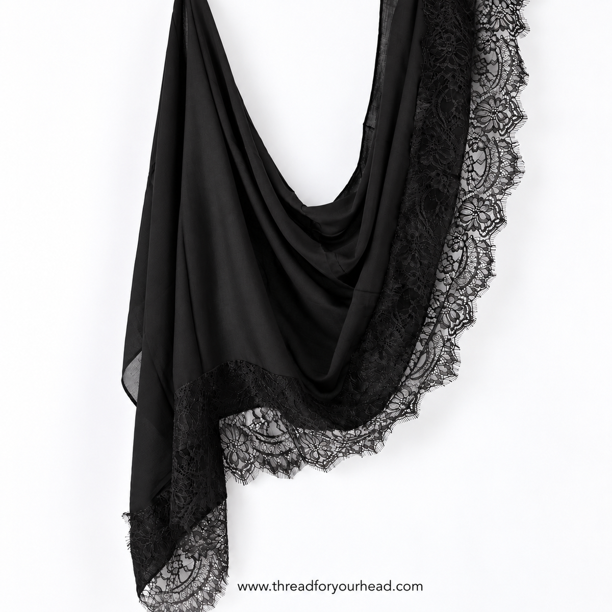 Lace Modal Hijab - Black
