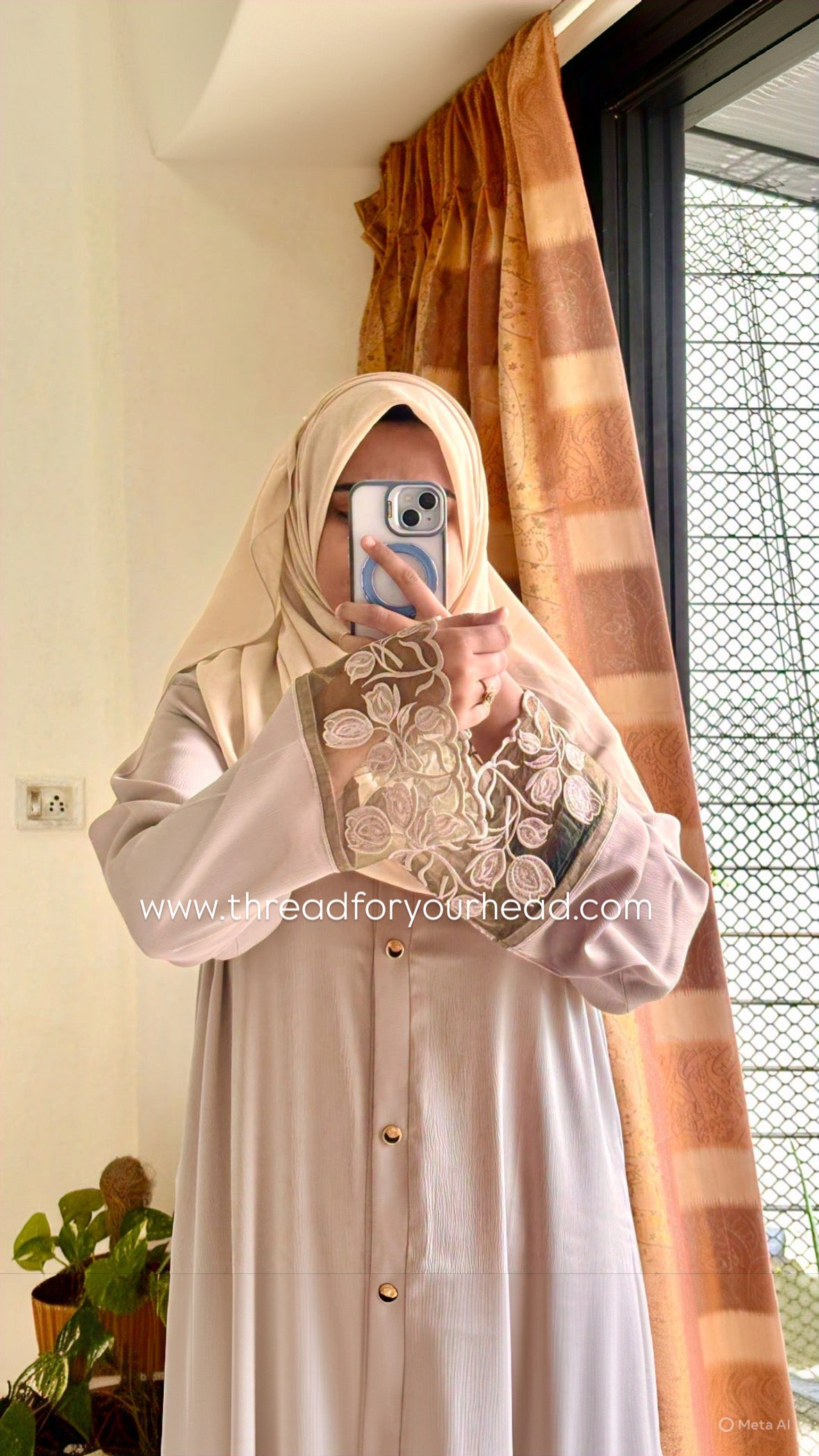 Nude - Sequin Handwork abaya