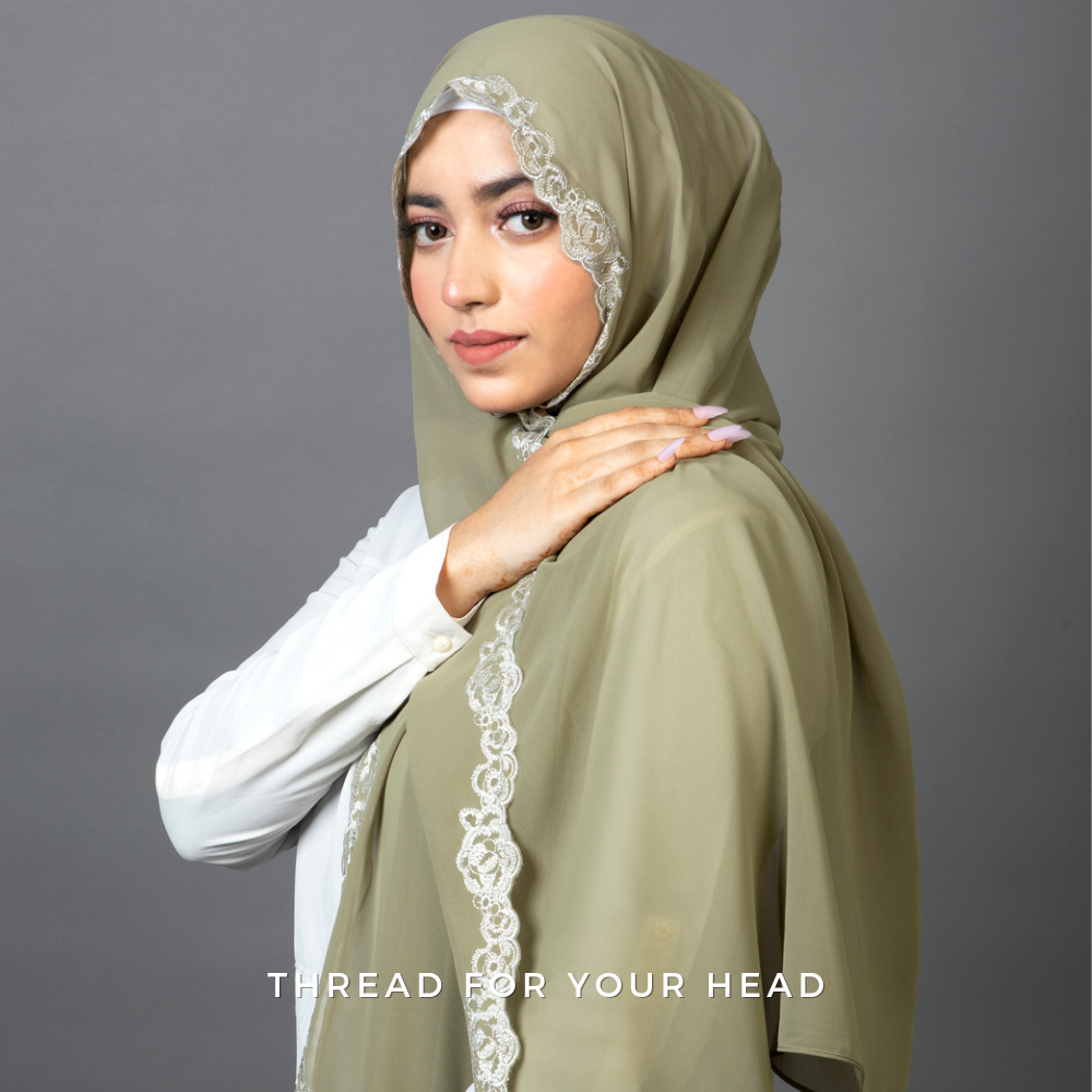 OLIVE GREEN - ROSETTE EMBROIDERY COLLECTION