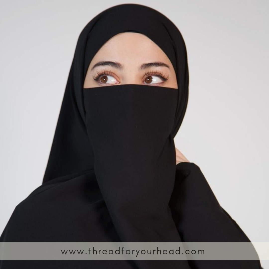 BLACK HALF NAQAB - TIE BACK