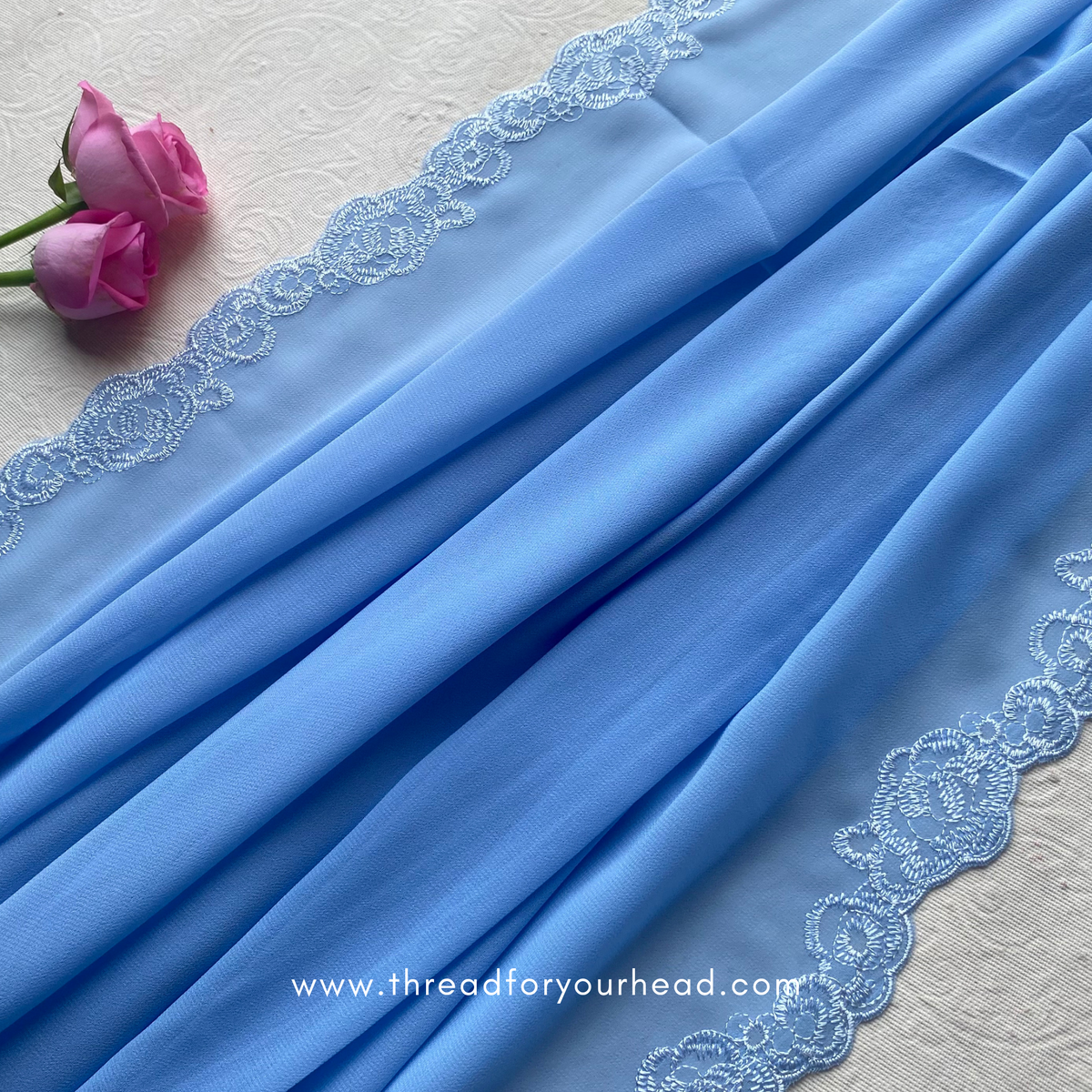 Sky - Rosette Embroided Hijab