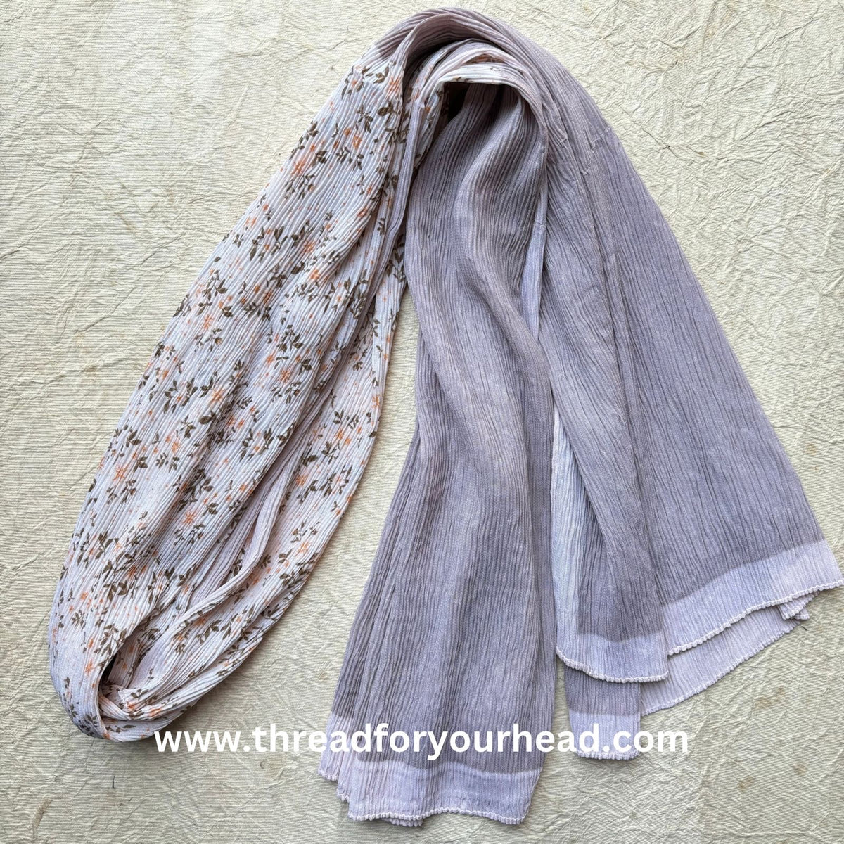 Taupe - Floral pleated georgette