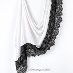 Lace Modal Hijab - Pure white with Black Lace