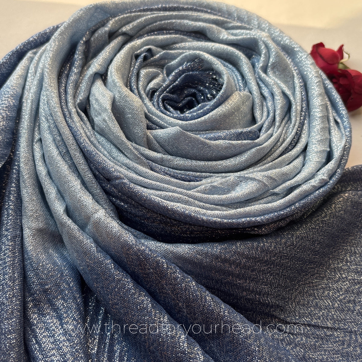 Indigo -Ombre Pleated Shimmer Hijab