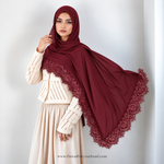 Lace Modal Hijab - Red