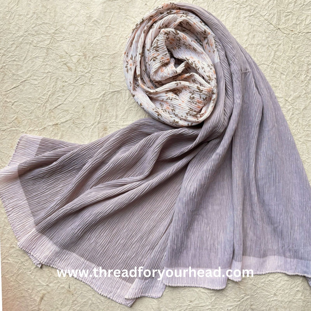 Taupe - Floral pleated georgette