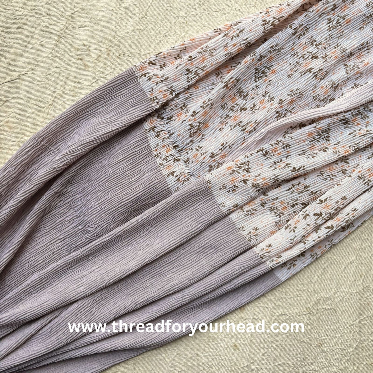Taupe - Floral pleated georgette