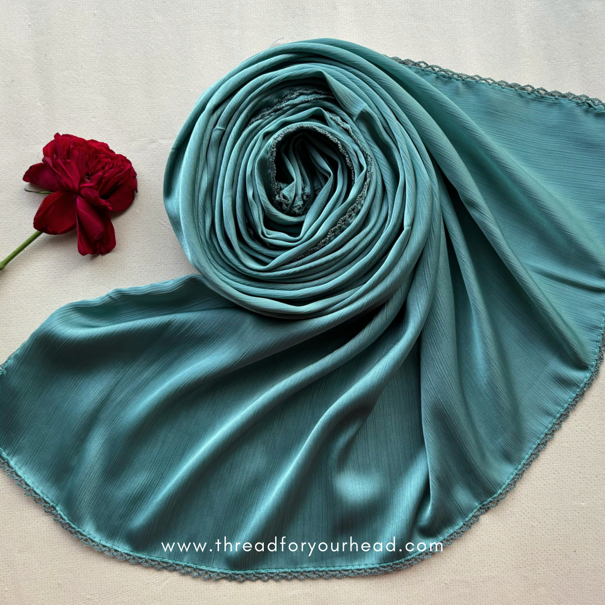 Turquoise- crochet Muna satin