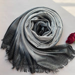 Black and White -Ombre Pleated Shimmer Hijab