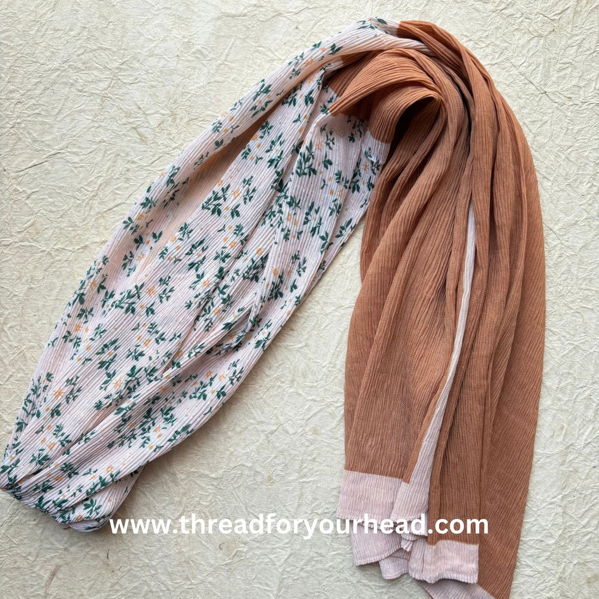 Wheat - Floral pleated georgette