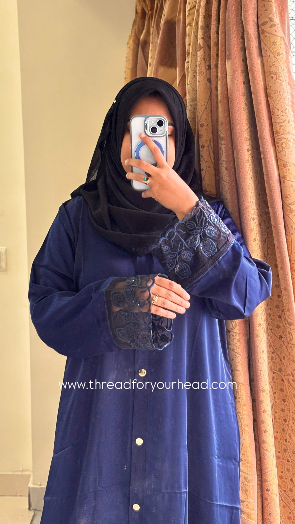 Navy Blue - Sequin Handwork abaya