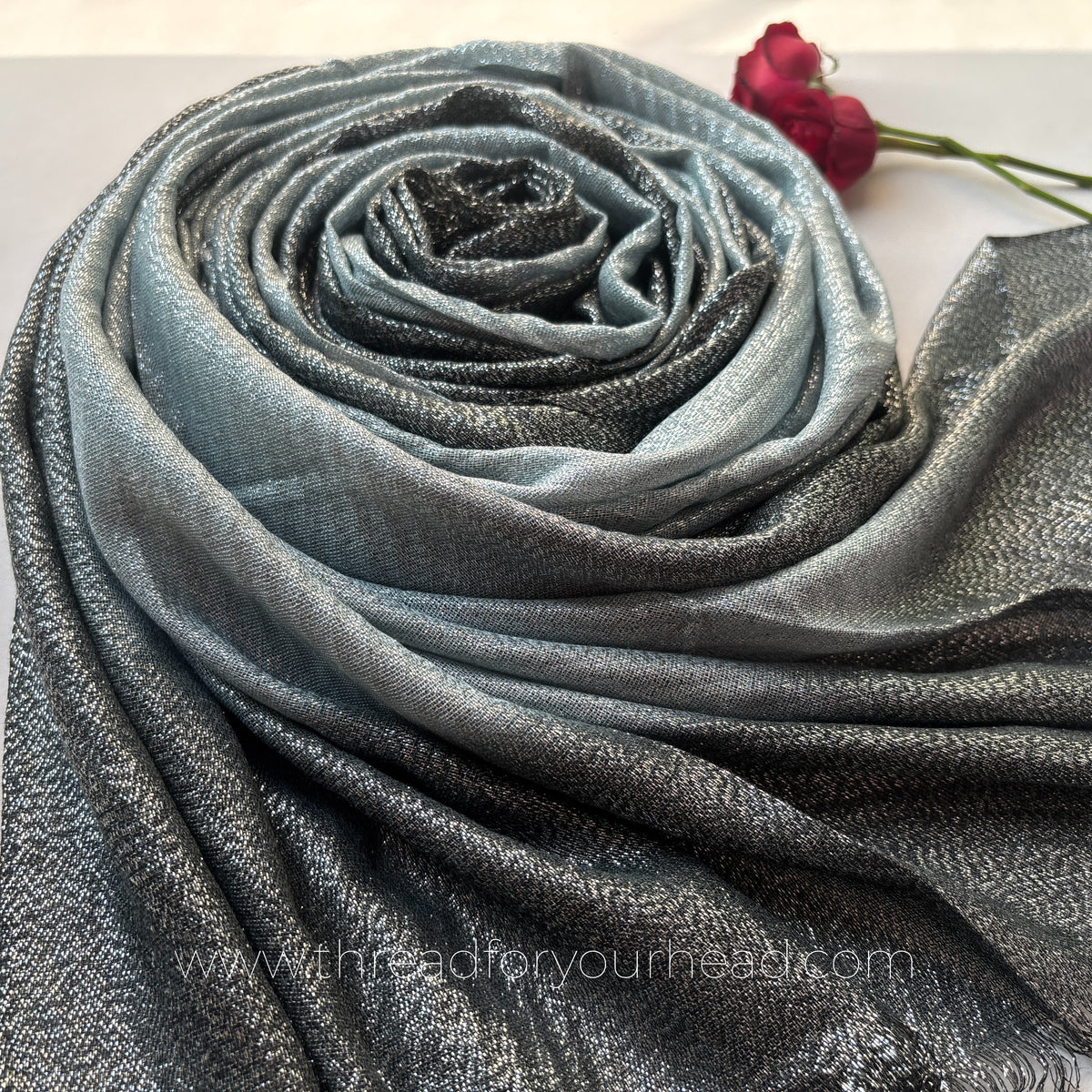 Teal- Ombre Pleated Shimmer Hijab