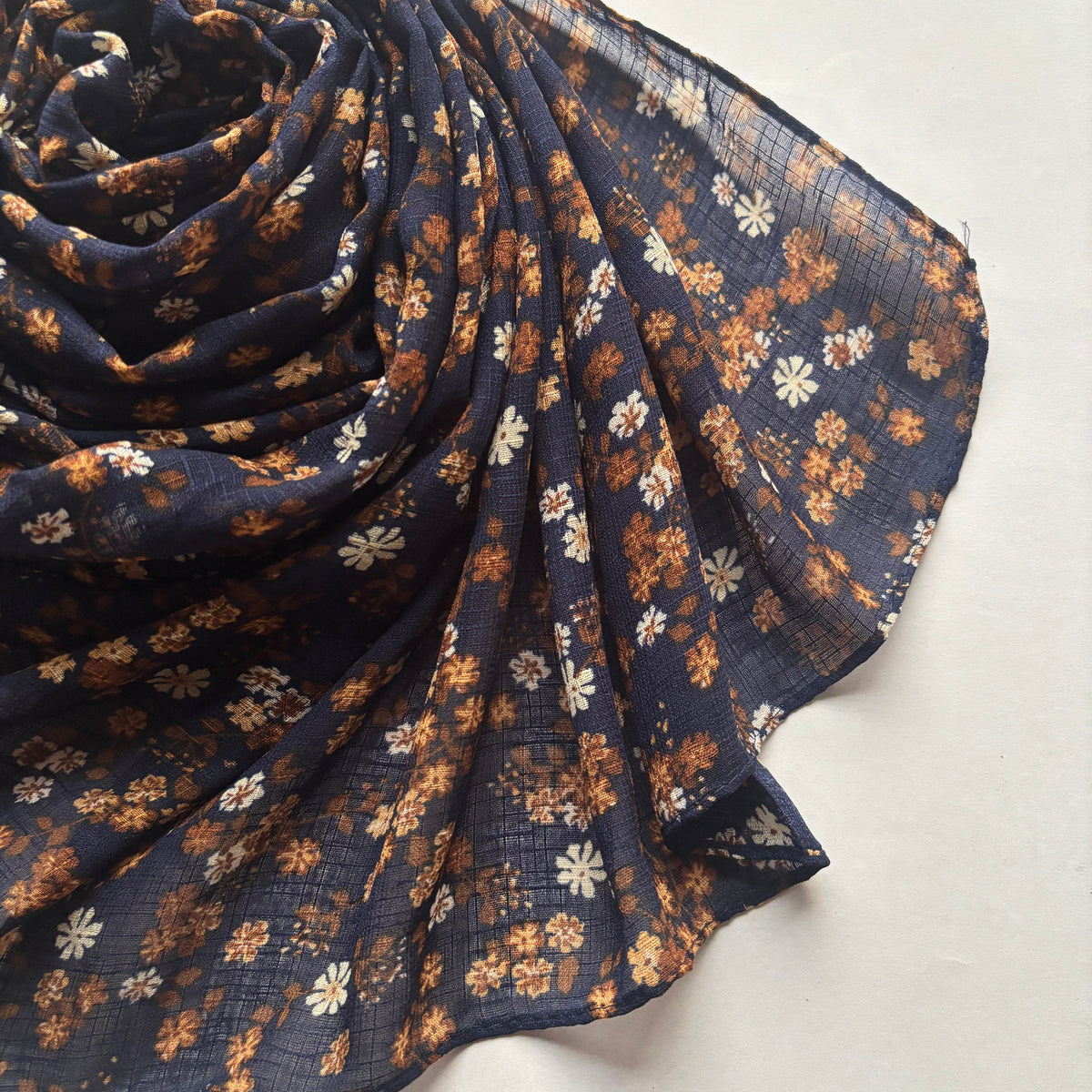 Printed Floral Cotton - Navy