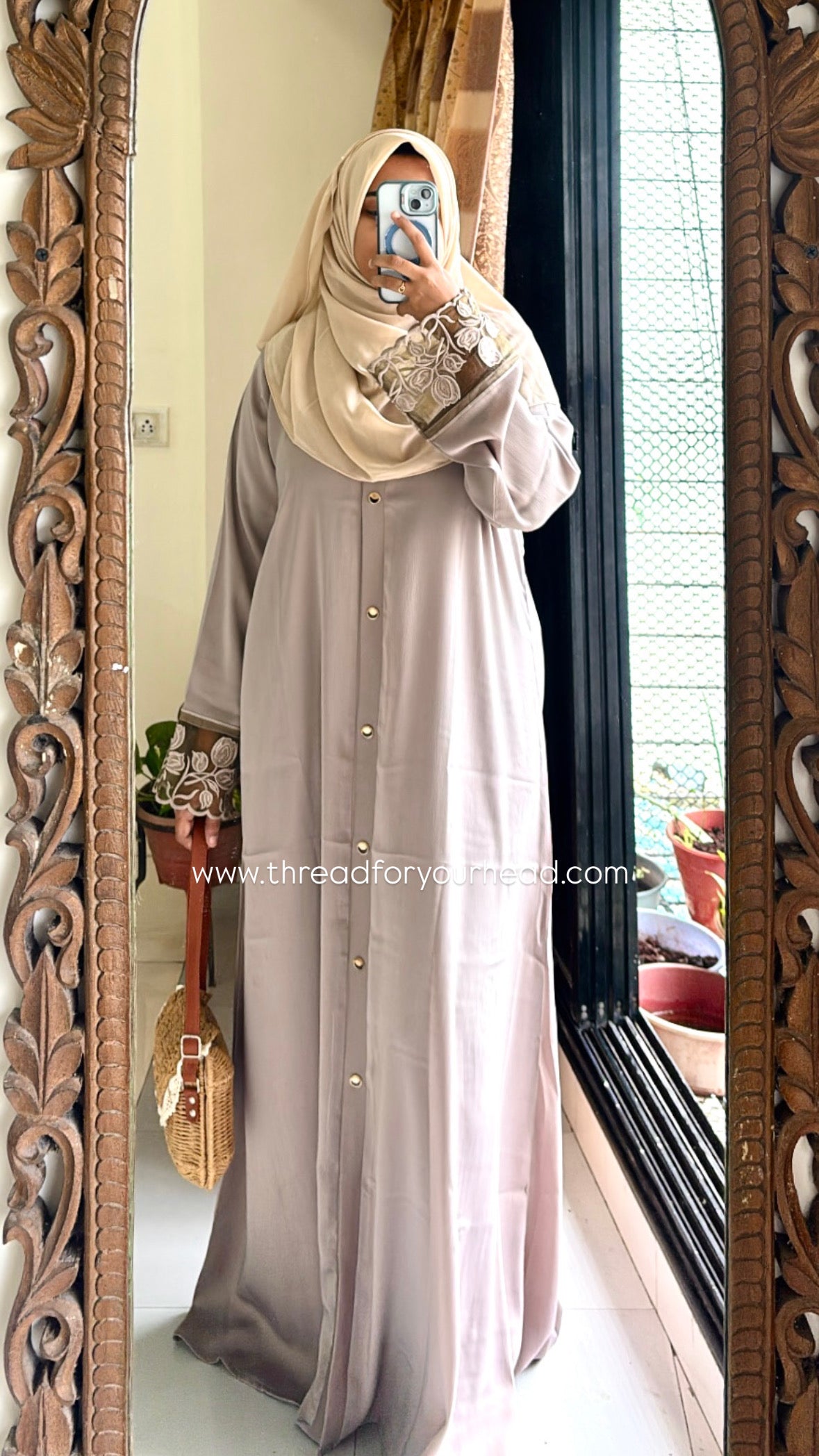 Nude - Sequin Handwork abaya