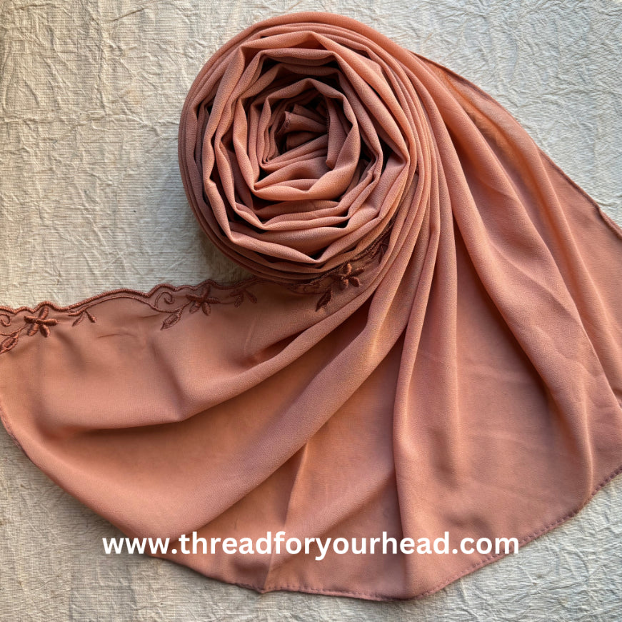 Apricot - Scallop Georgette hijab