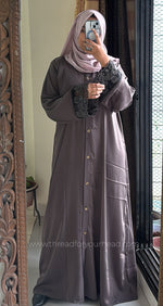Grey - Sequin Handwork abaya