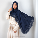 Lace Modal Hijab - Navy Blue