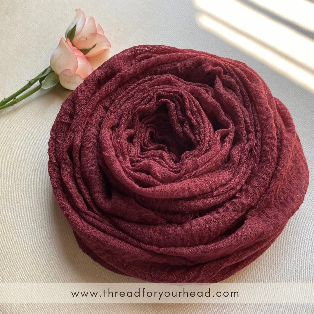 Crinkled cotton hijab- retro pink