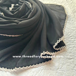 black and white - Crochet Georgette hijab