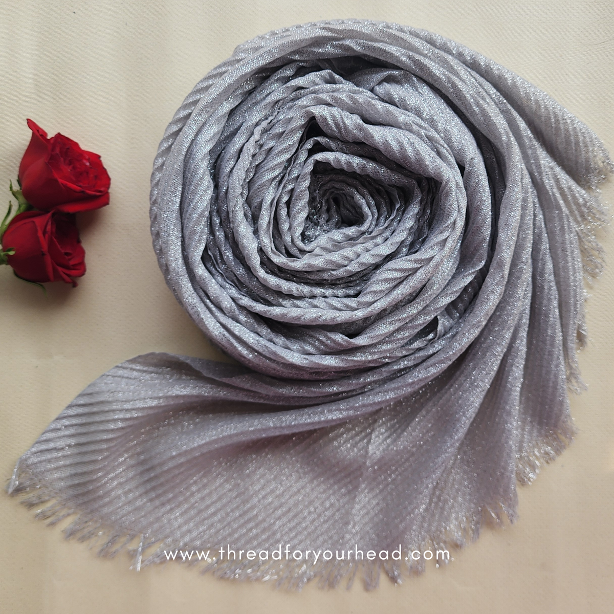 silver- Pleated shimmer