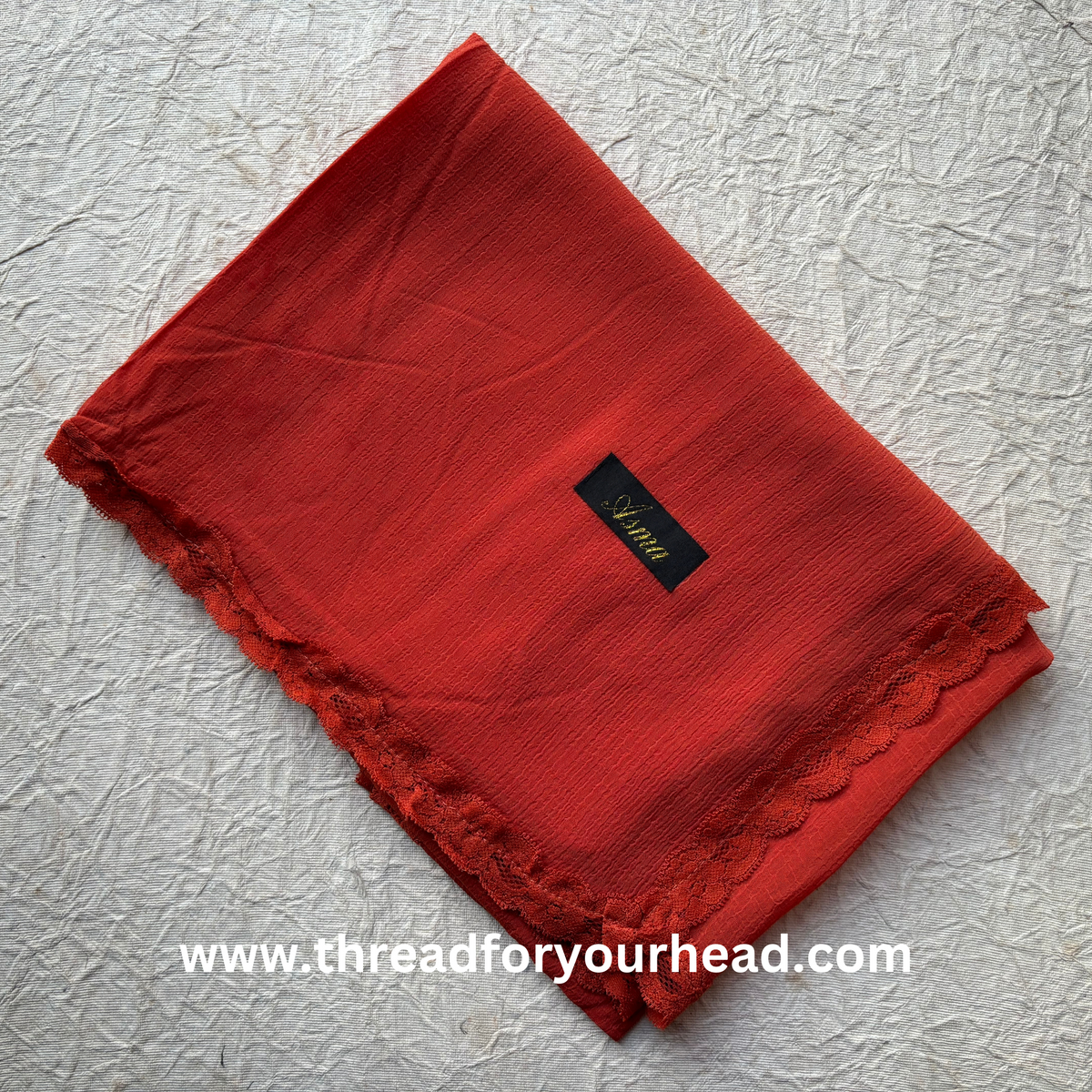 burnt orange- Lace Georgette hijab