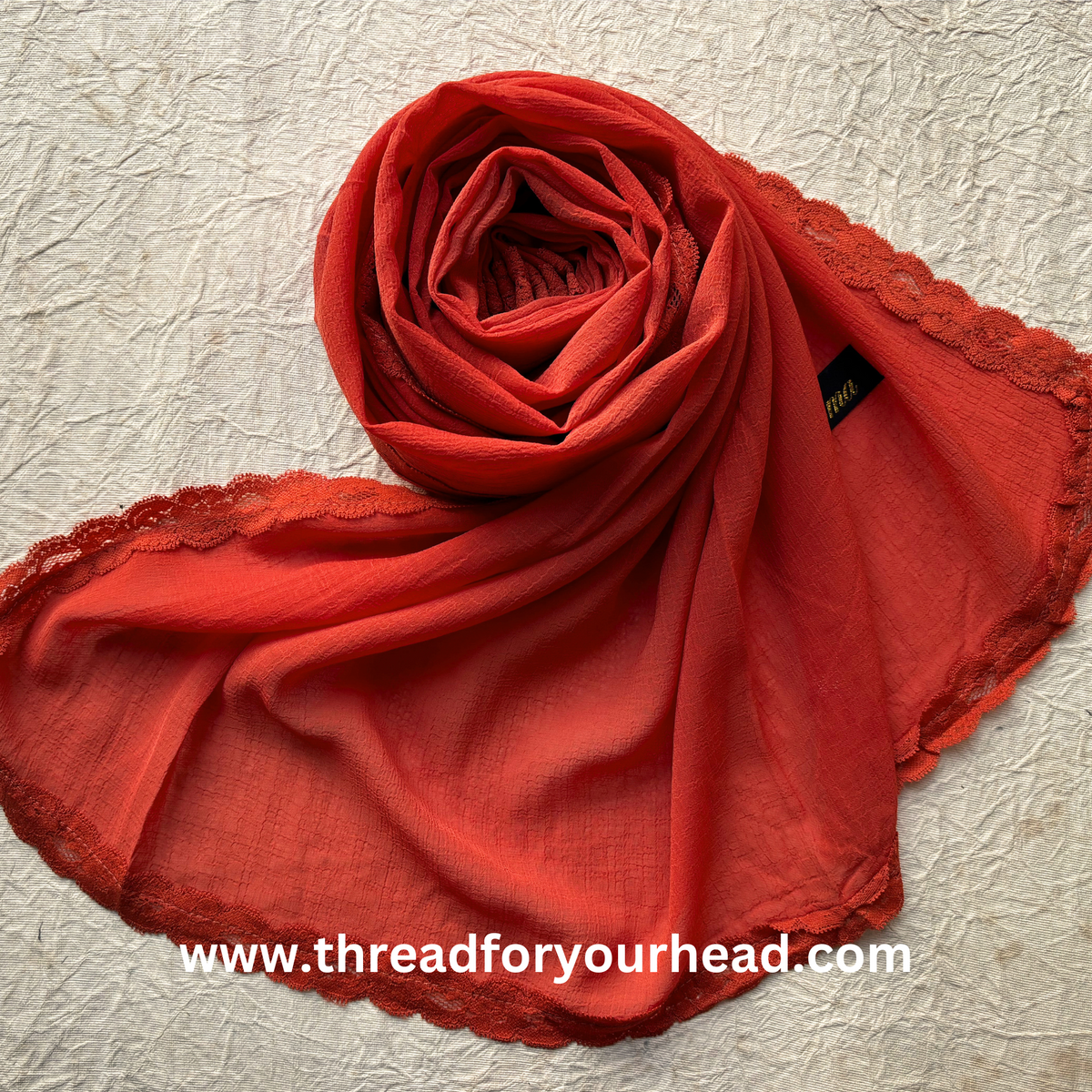 burnt orange- Lace Georgette hijab