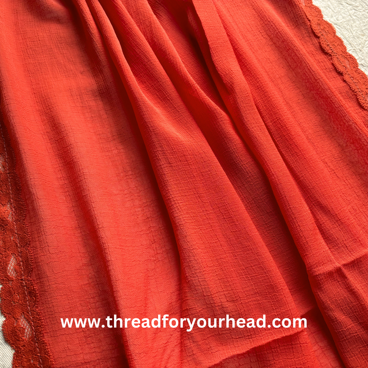 burnt orange- Lace Georgette hijab