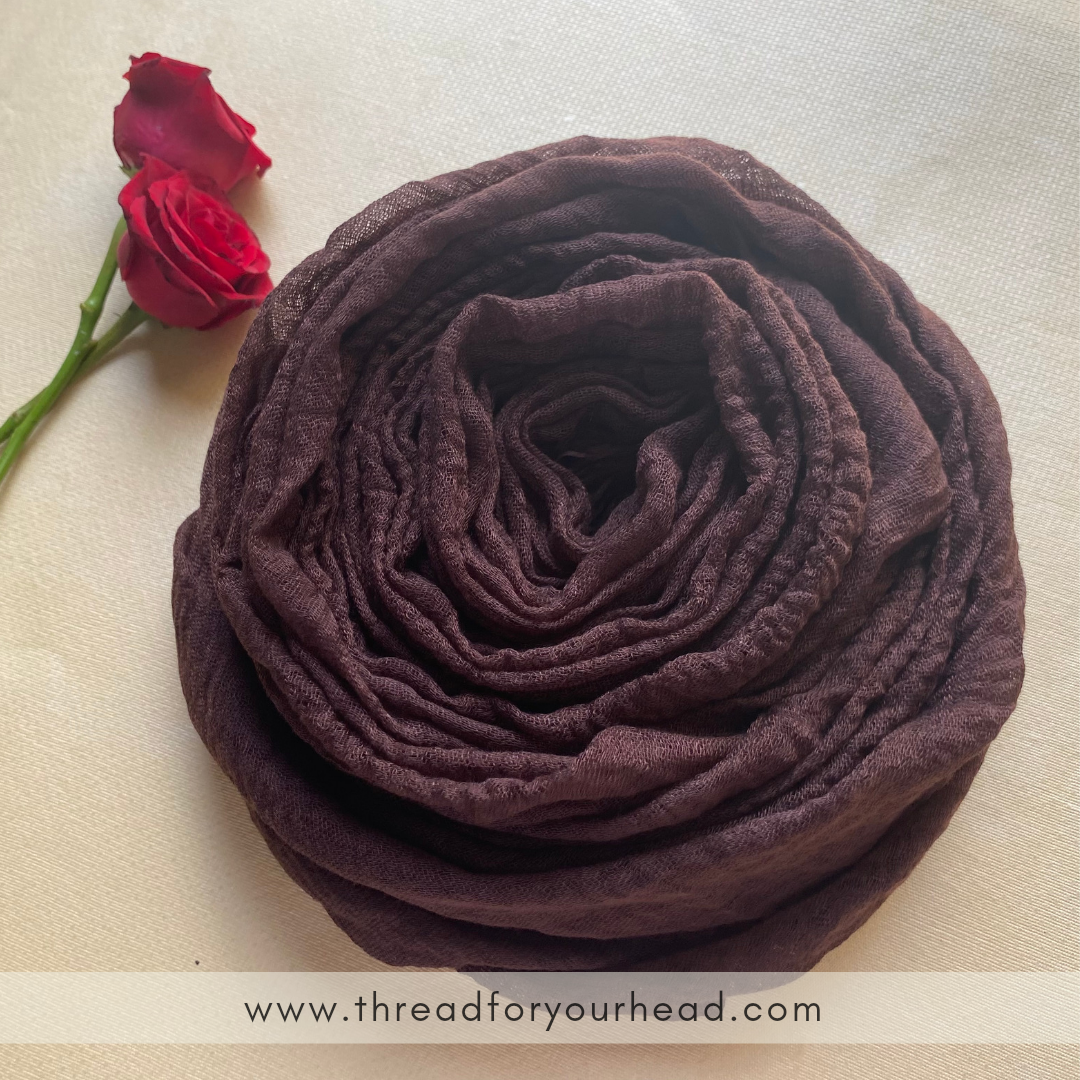 Crinkled cotton hijab- hersheys brown
