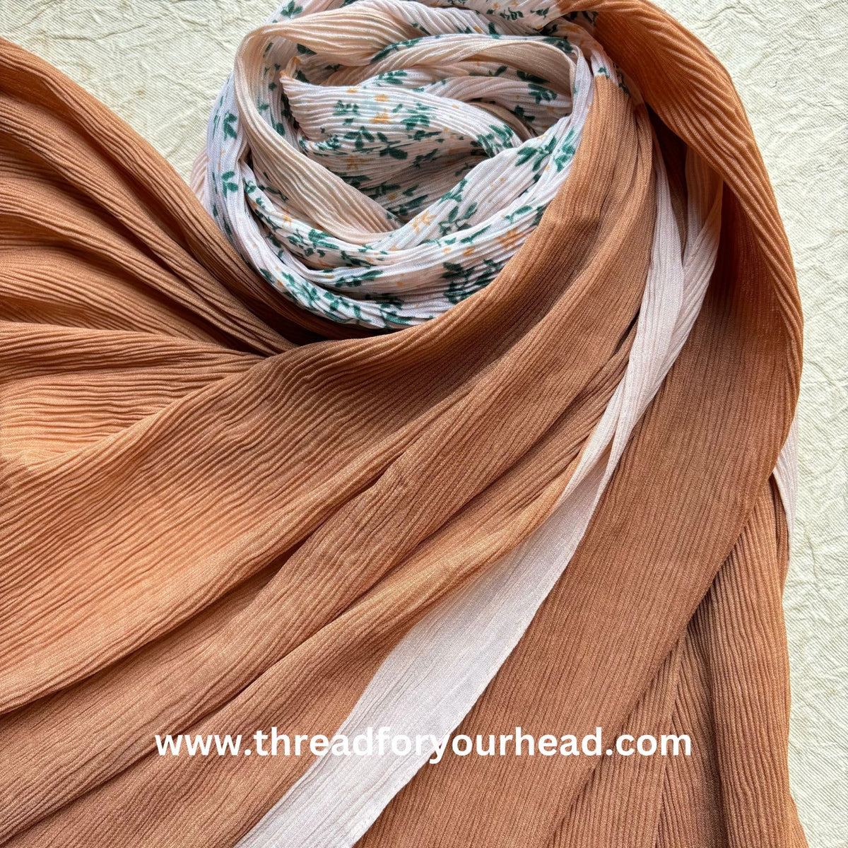 Wheat - Floral pleated georgette