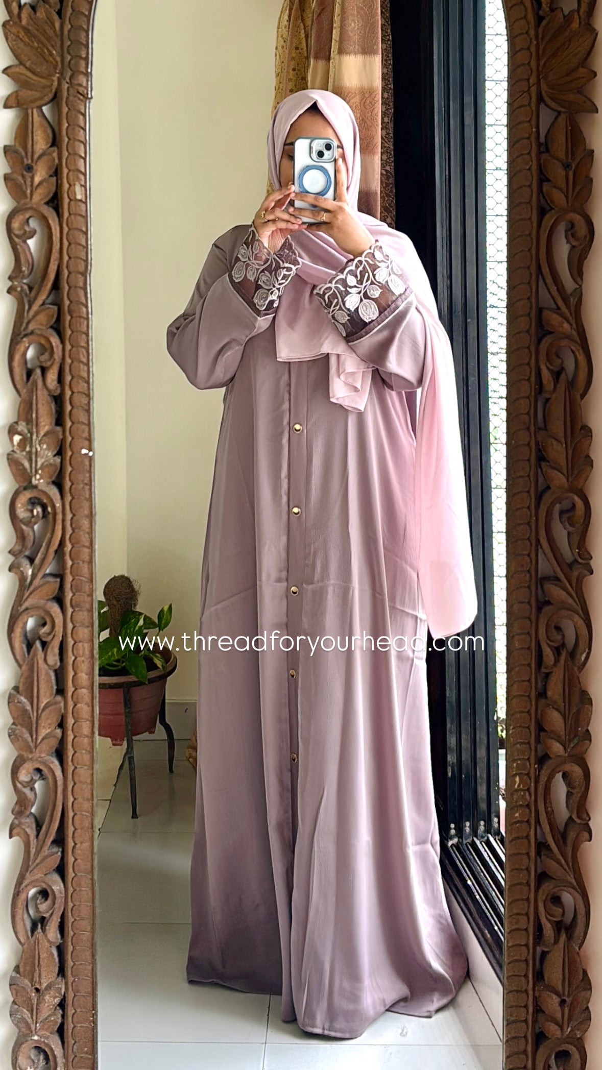 Mauve - Sequin Handwork abaya