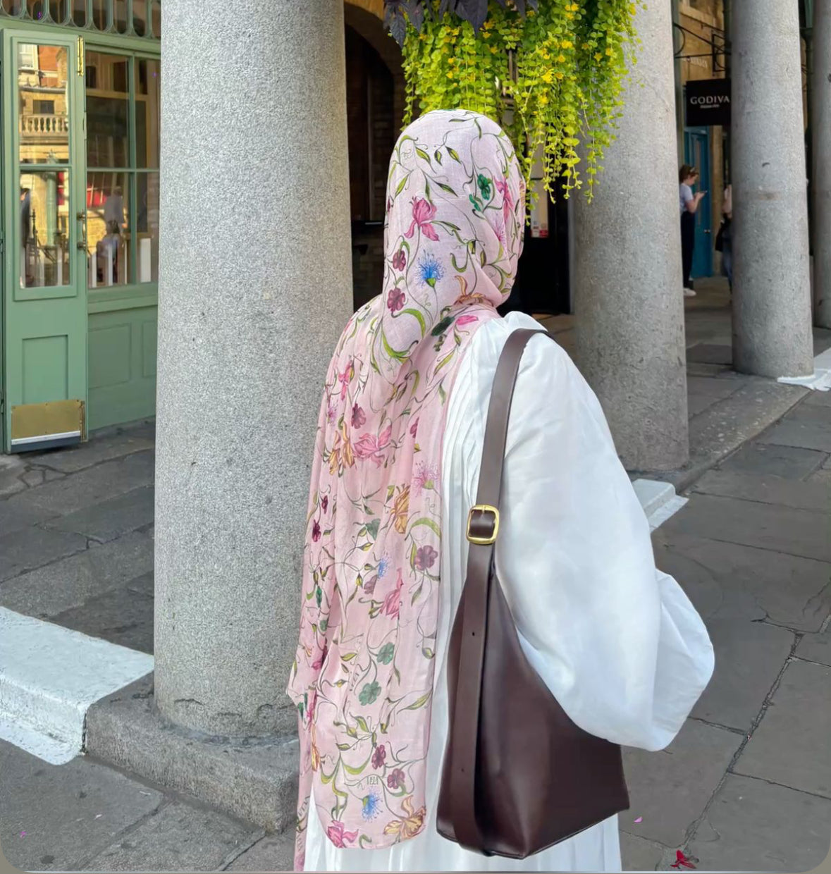 Baby Pink Floral premium modal hijab