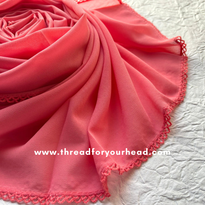dark peach - Crochet Georgette hijab