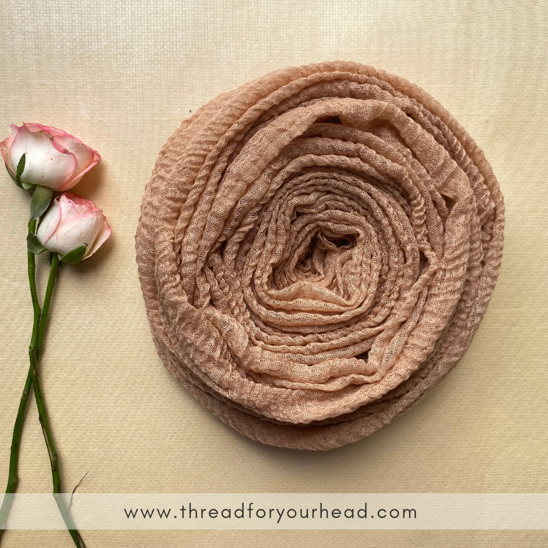Crinkled cotton hijab- wheat