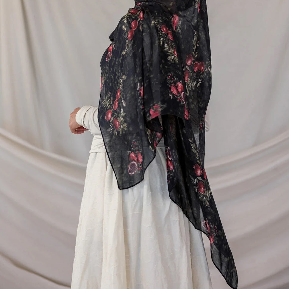 Crimson flower premium modal hijab