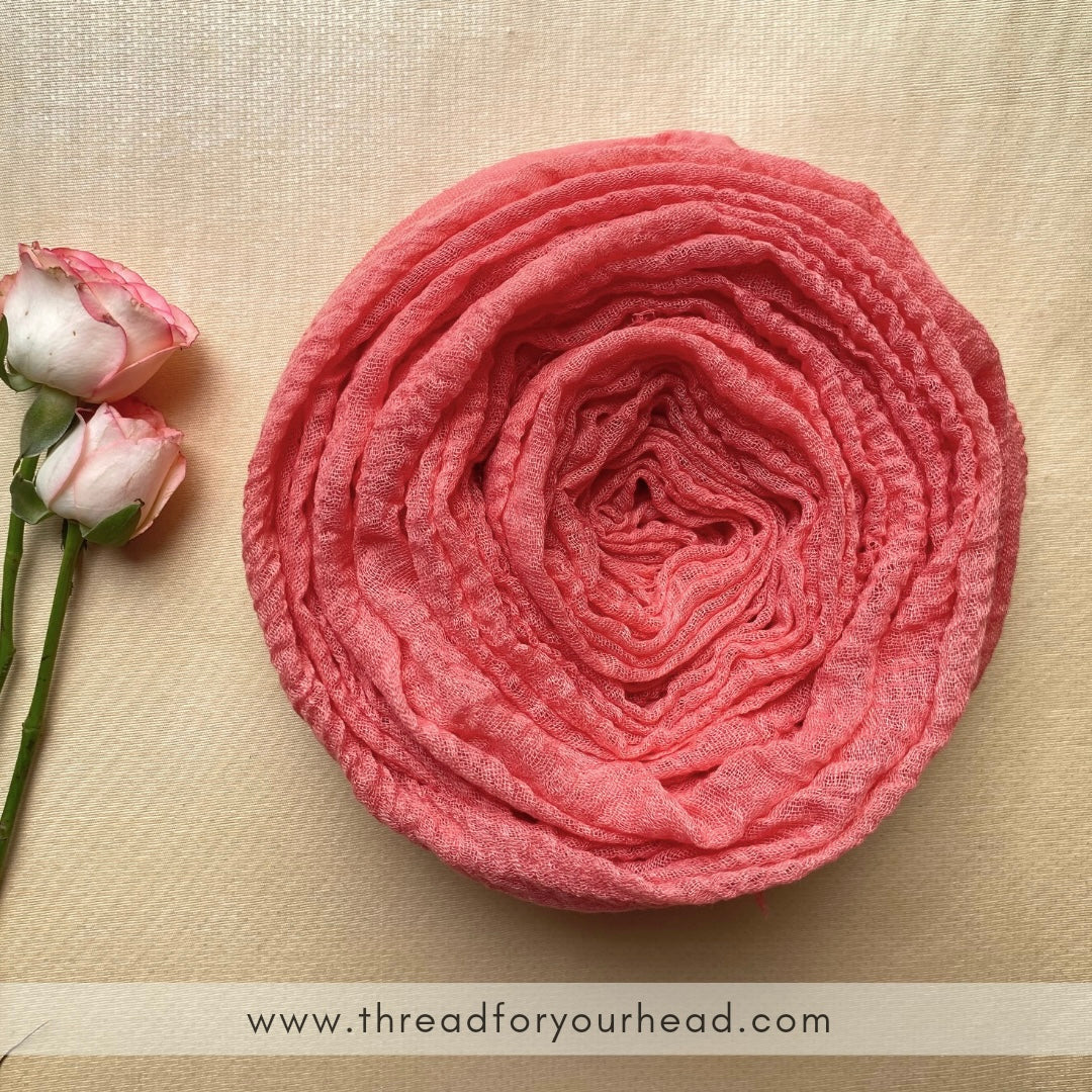 Crinkled cotton hijab- georgia peach