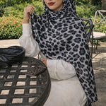 Leopard Modal Hijab - Mist Grey