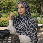 Leopard Modal Hijab - Mist Grey