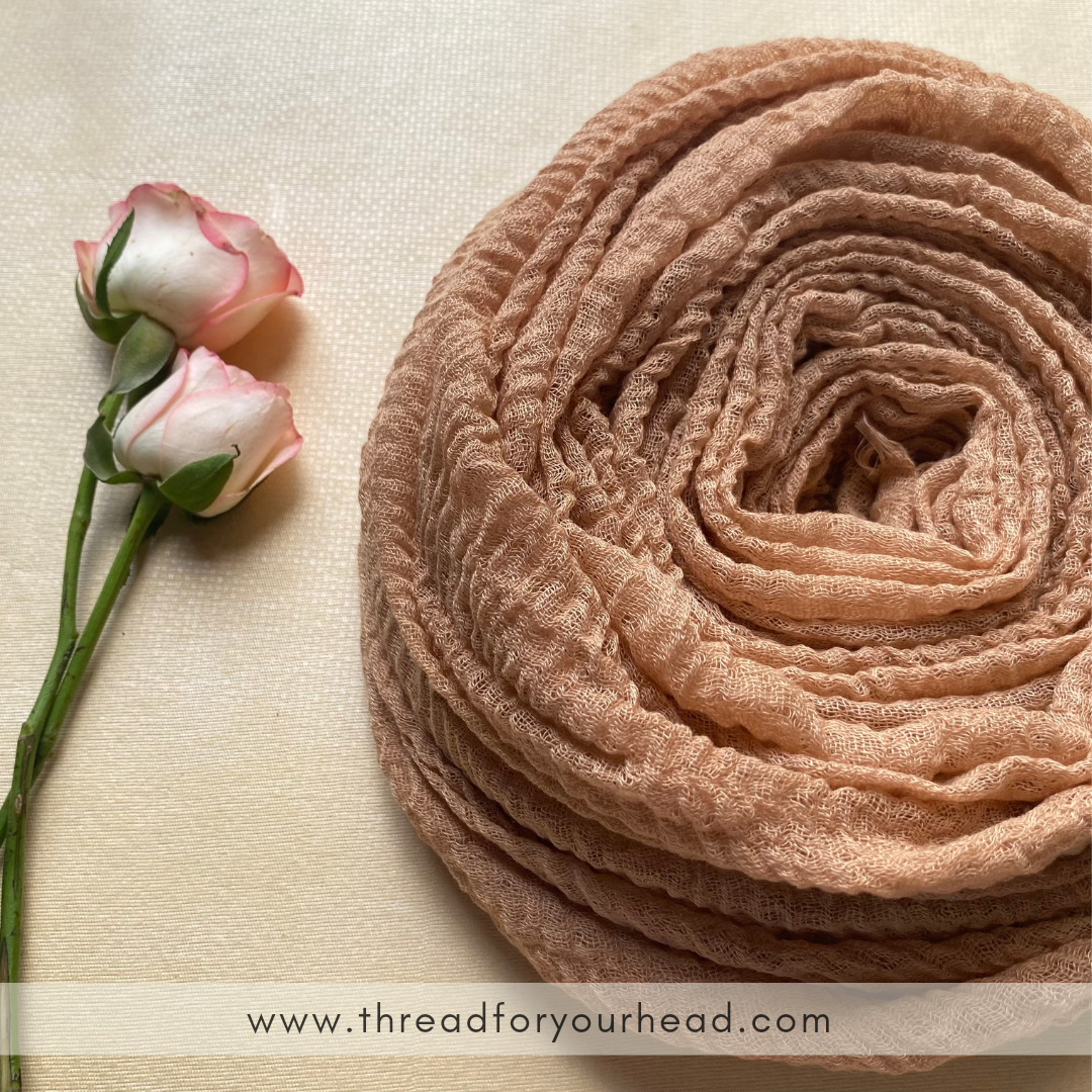 Crinkled cotton hijab- wheat