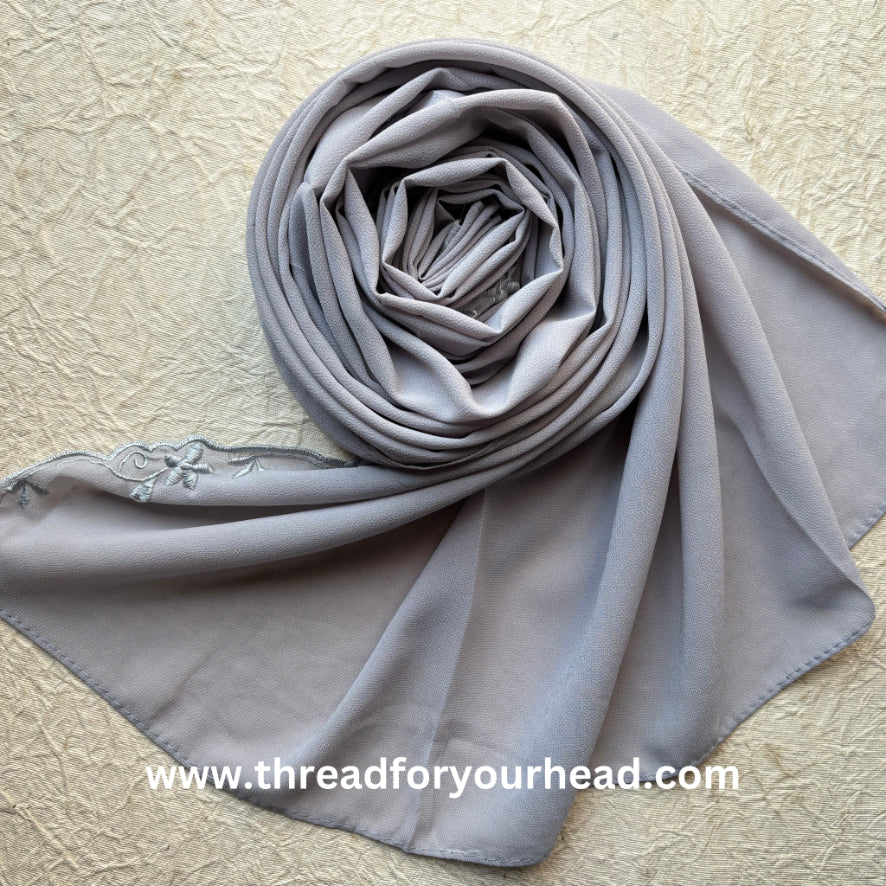 grey - Scallop Georgette hijab