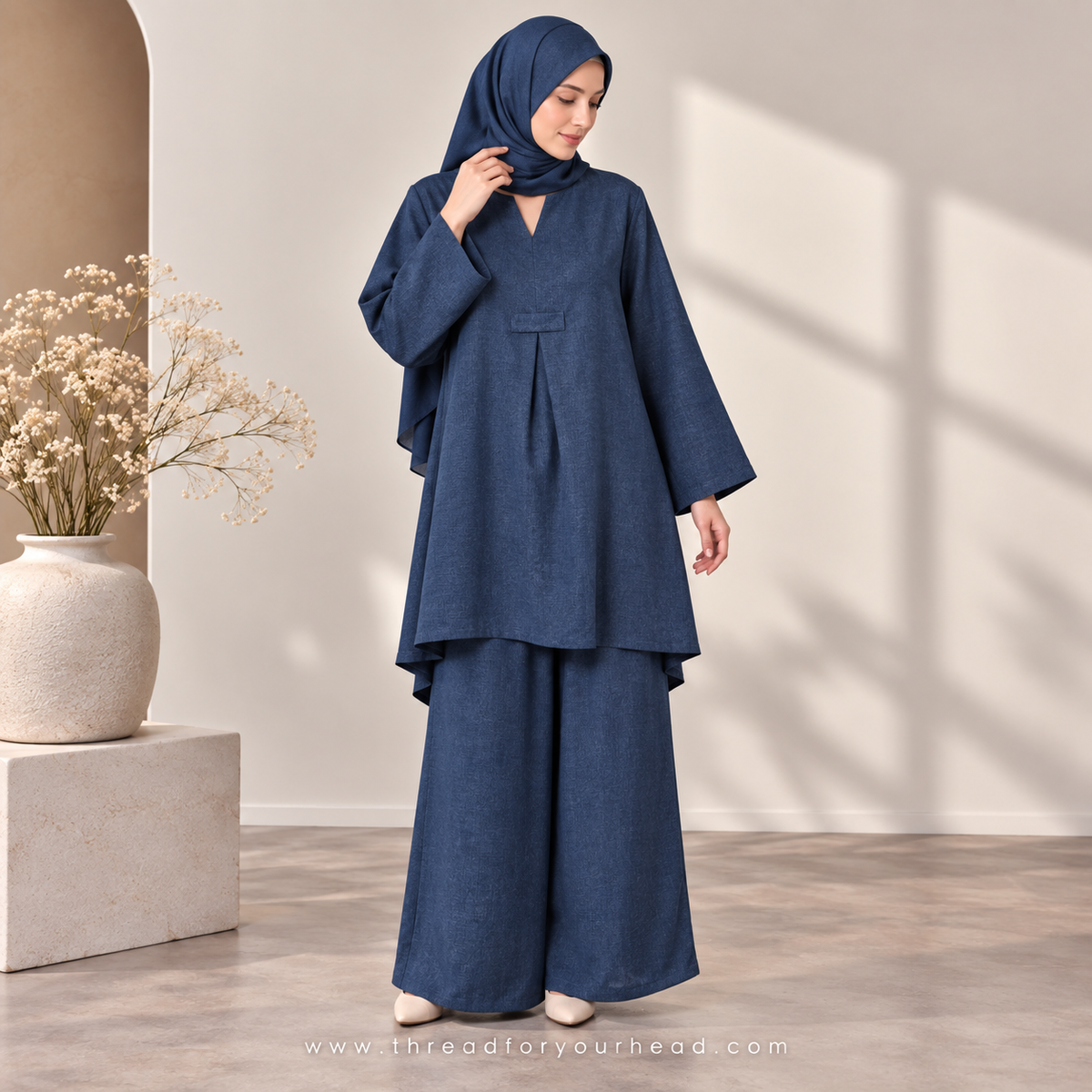 Navy blue -Modest Co-ord Set