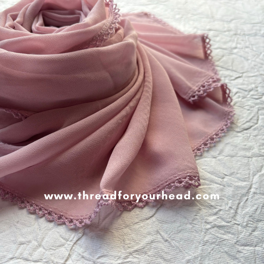 light mauve - Crochet Georgette hijab