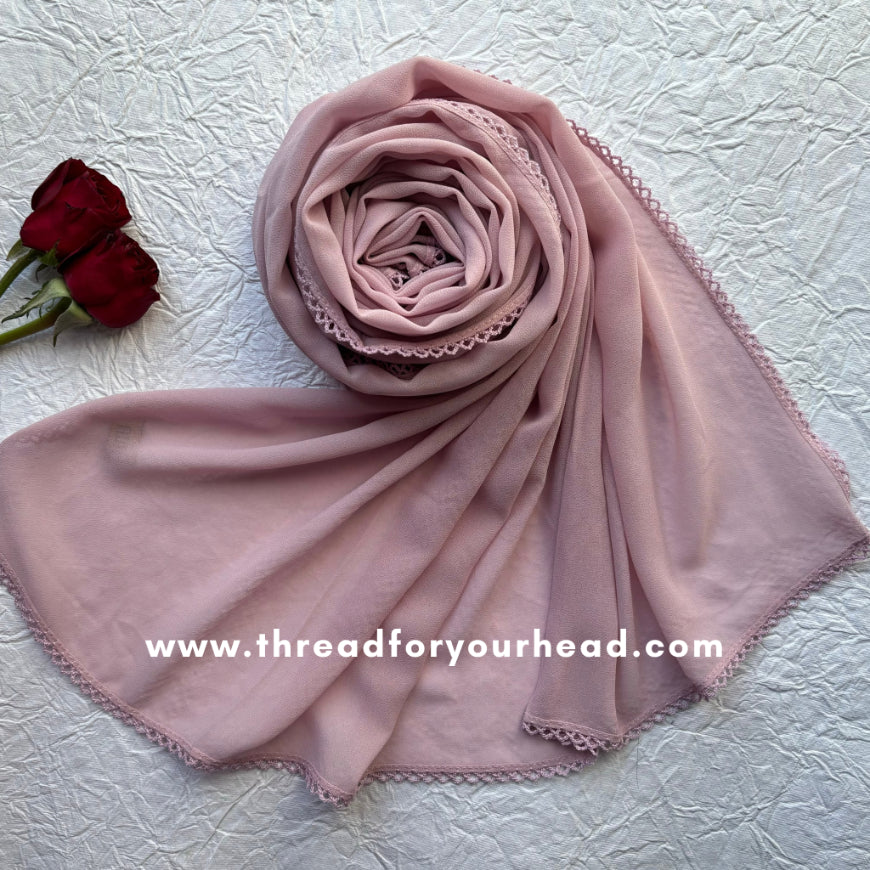 light mauve - Crochet Georgette hijab