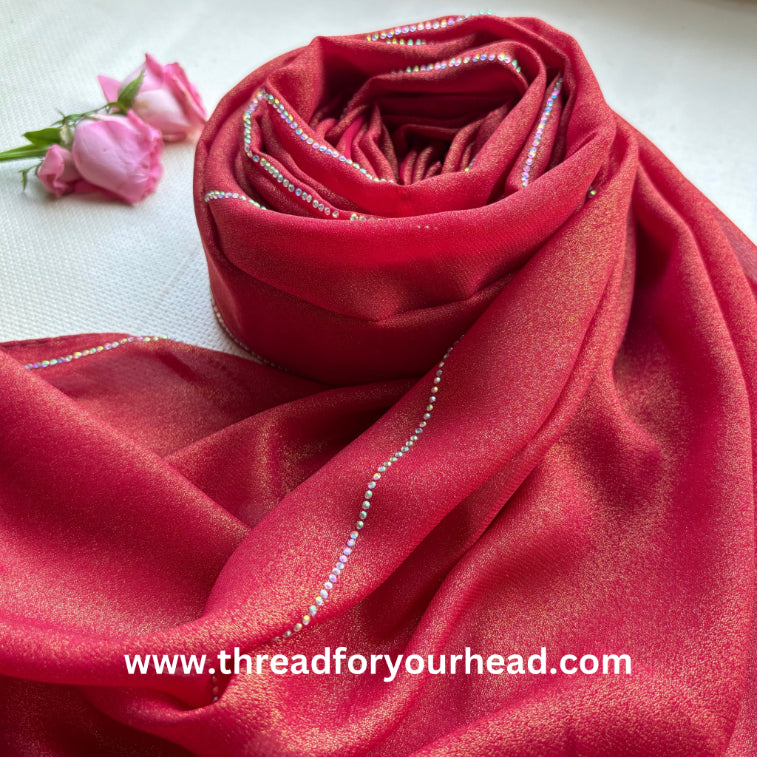 maroon- light chiffon diamond