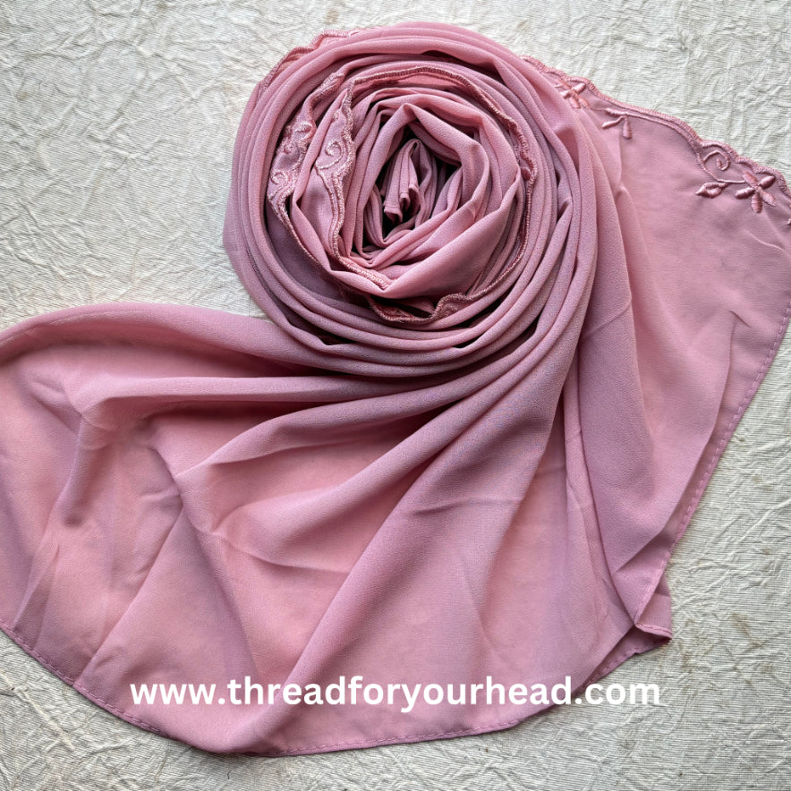 mauve - Scallop Georgette hijab