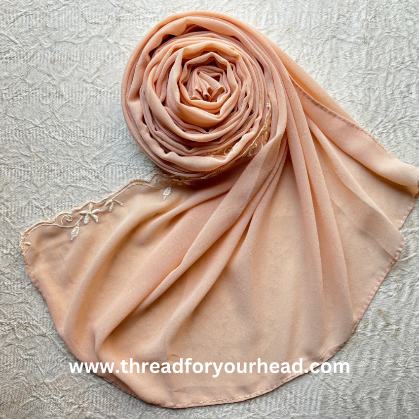 melon - Scallop Georgette hijab
