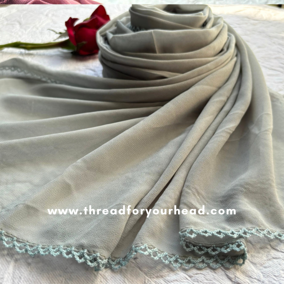 mint - Crochet Georgette hijab