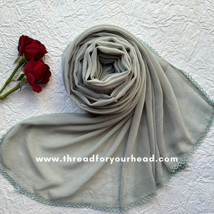 mint - Crochet Georgette hijab